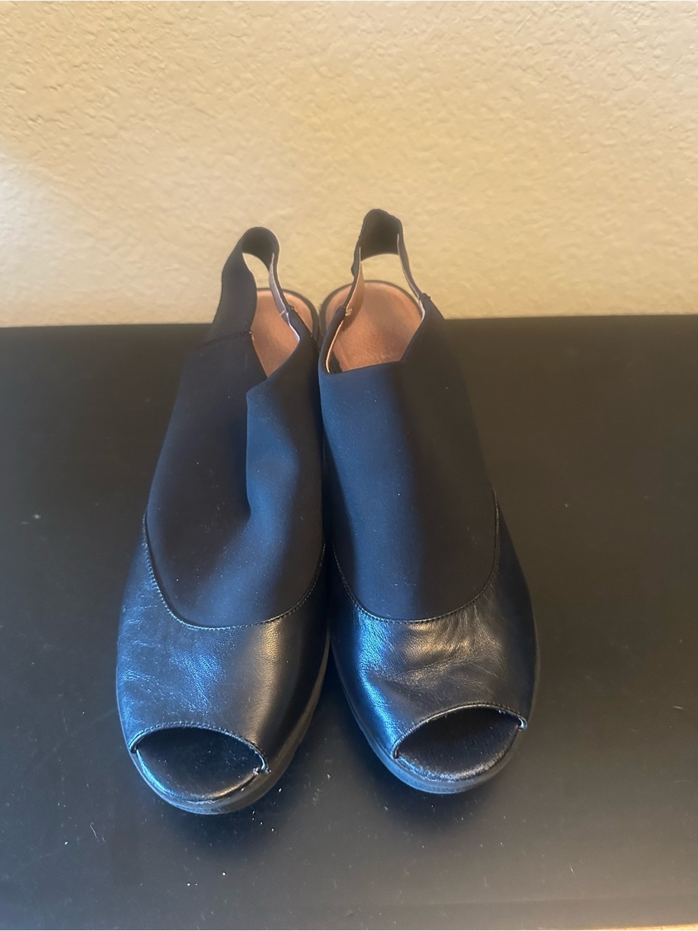 Donald J. Pliner Black Peep-Toe Slingback Mules